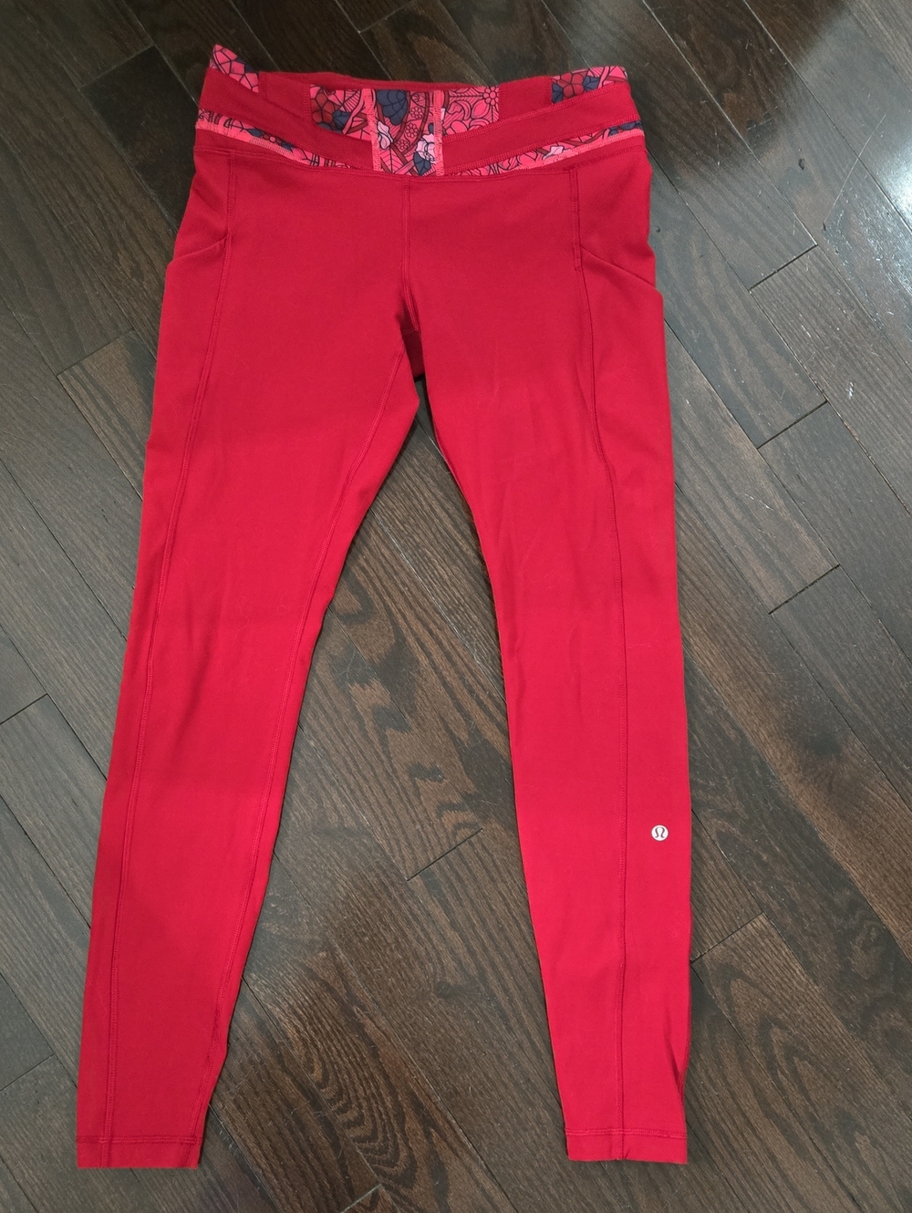 lululemon athletica Red Leggings with Printed Waistband